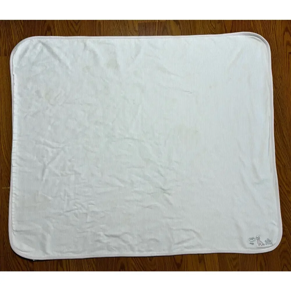 Vintage 2003 Gymboree Posh Poodle Baby Blanket Pink White Striped - STAINS READ